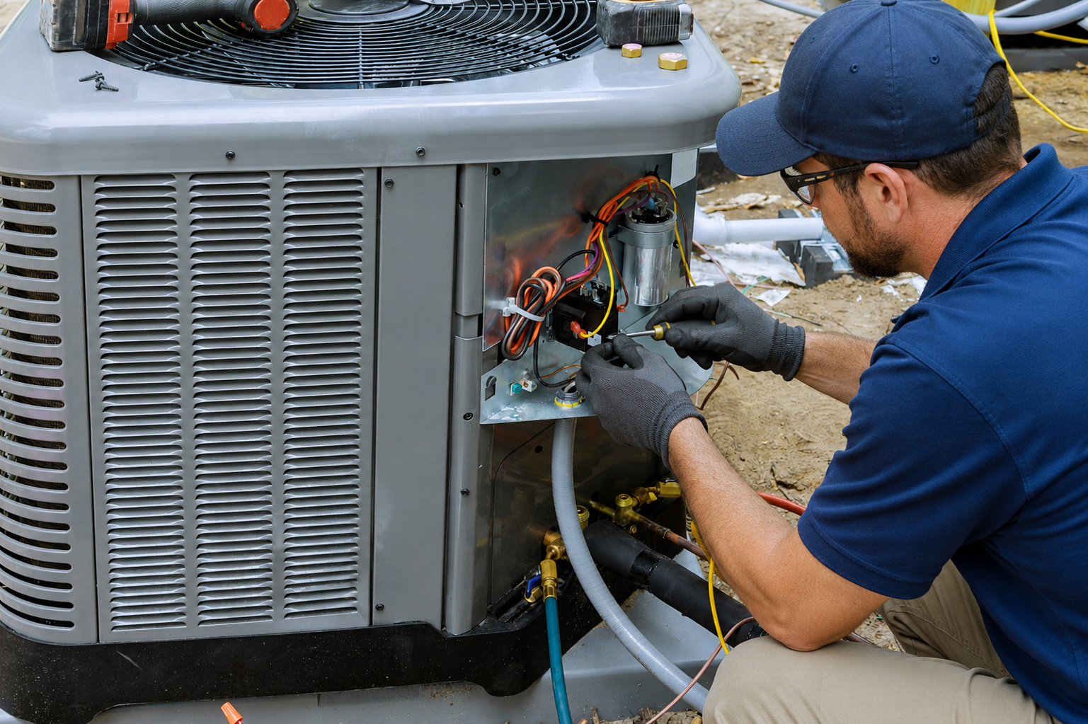 Technician providing fast AC repair solutions for a sudden cooling system breakdown